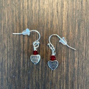 HAND CRAFTED TINY HEART EARRINGS with Swarovski Crystals